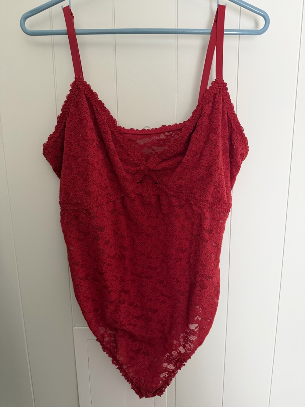 aerie Red Lace Cami Bodysuit with Adjustable Straps